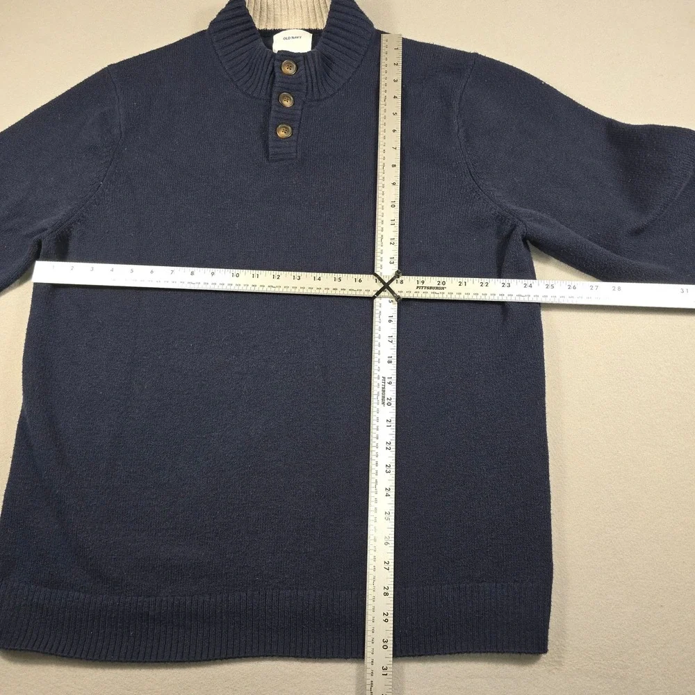 Old Navy Mens XXL Navy Blue Sweater Mock Neck Henley Button Cotton Blend